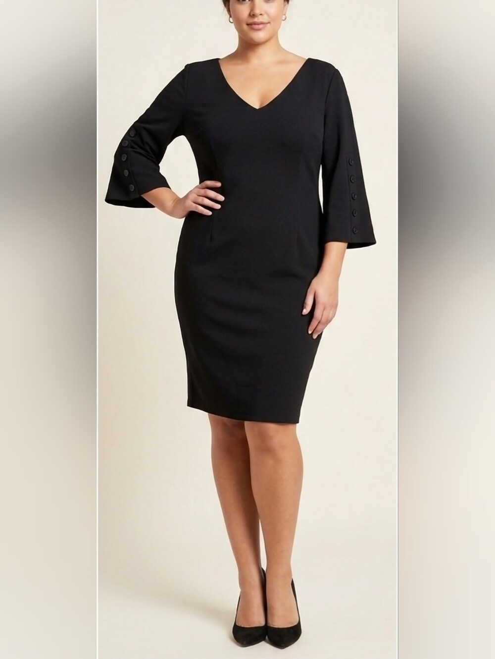 New York & Company Black Business/Office Midi Dress Back Zip XL New